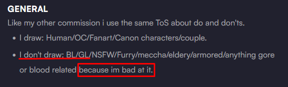 delunesys's tweet photo. i hate artists like this on VGen bc wym u cannot draw bl/gl because you're ''bad at it'' ?????? but you've drawn couples before and even state you're willing to draw them????

maybe phrase it differently like ''im homophobic and i refuse to draw gay stuff xxx'' https://t.co/uwQjQaoPrs