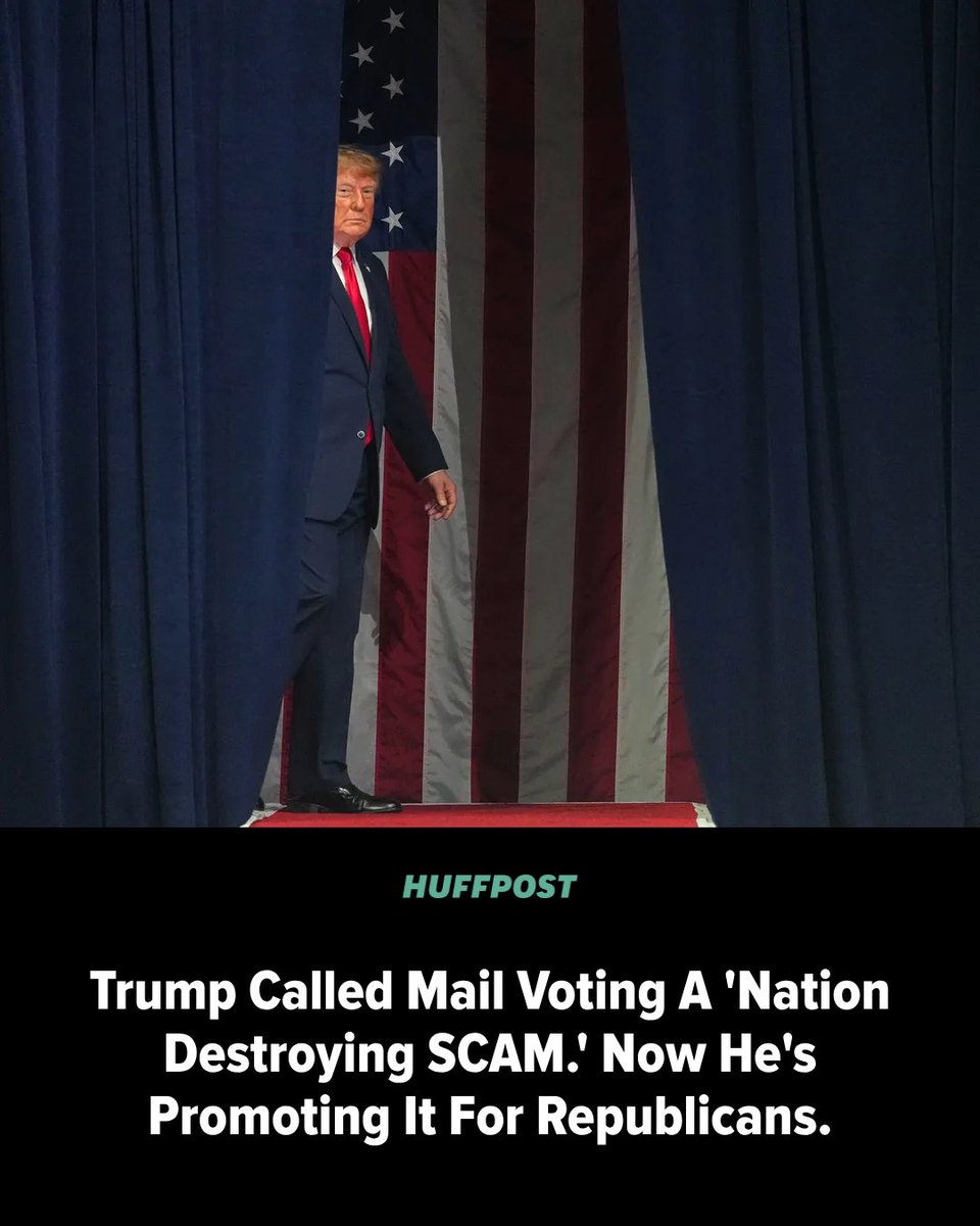 HuffPost's tweet photo. President Donald Trump has voted by mail multiple times. He just doesn’t want you to. https://t.co/6ONu7AZi6C