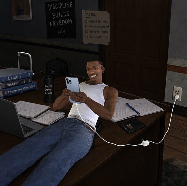 itsmetihboi's tweet photo. “I’m going to study all day.”

Me throughout the day: https://t.co/oCRXuwf1de