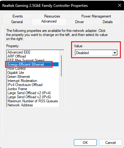 StixTweaks's tweet photo. 🚨 Windows Users

Your Ethernet might be POWER SAVING between every packet

Here's how to check ⬇️

1. Press Windows + R
2. Type devmgmt.msc and hit Enter
3. Open Network adapters, right click Ethernet, then Properties
4. Advanced tab, set Energy Efficient Ethernet to Disabled https://t.co/qhuWbZOlE8