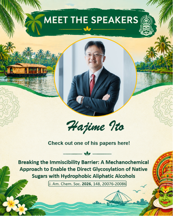 ICCOSS27's tweet photo. Meet Hajime Ito, speaker at ICCOSS27! His research explores mechanochemistry, stimuli-responsive molecular crystals, mechanochromic luminescence and functional solid-state materials.
📍ICCOSS27 | June 20–25, 2027 | Kerala, India
🔗https://t.co/7ruMioPjkW https://t.co/NpFpumkD09