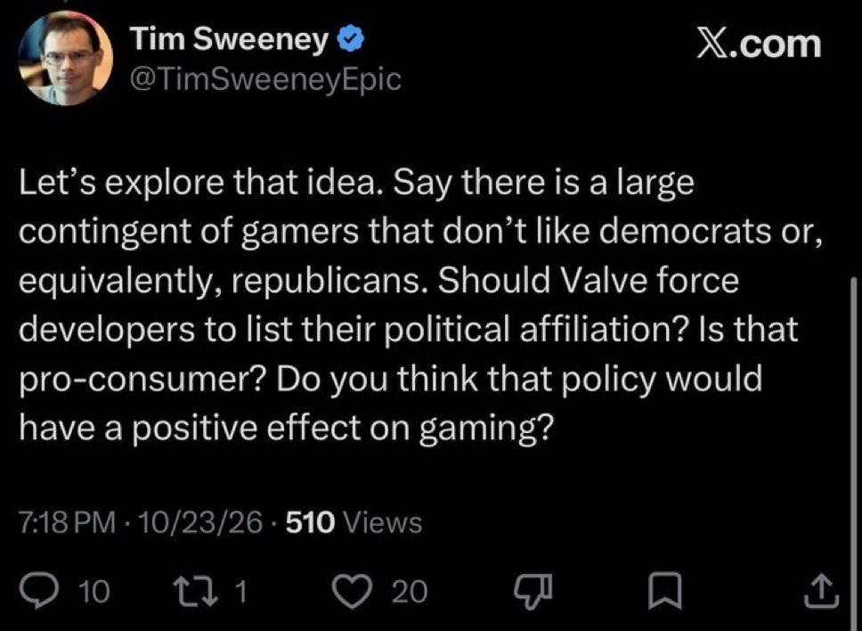 Th3DigitalRebel's tweet photo. // HOLY SHIT!!! @TimSweeneyEpic! GET YOUR HEAD OUT OF YOUR ASS!! ITS NOT POLITICAL TO LET CONSUMERS KNOW THAT SOMETHING IS MADE WITH AI!!! YOU DONT LIKE IT, BECAUSE MOST PEOPLE WOULDN’T BUY IT!! YOU WANT TO DECEIVE YOUR CONSUMERS!!

YOU SHOULDN’T BE RUNNING A BUSINESS LIKE EPIC! https://t.co/FHeTSubLgk