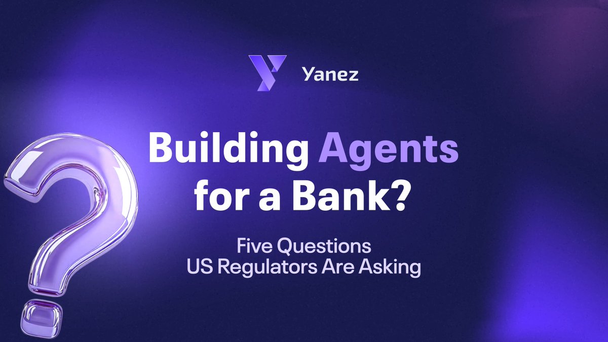 yanez__ai's tweet photo. Are you developing agents for a bank? For a corporation? Save this.

US bank regulators are asking banks five questions about the agents they use (Reuters, Oct 13). A bank customer will pass them to you, and other enterprises are starting to ask the same:

1. How are the agent's actions limited, monitored and approved?
2. Can each decision be tracked and audited?
3. What keeps it within its authority?
4. Where do humans stay in key decisions?
5. How do you shut it down?

1, 3 and 4 share one answer: the agent holds no credential, and a named person approves the sensitive actions, recorded outside the agent.