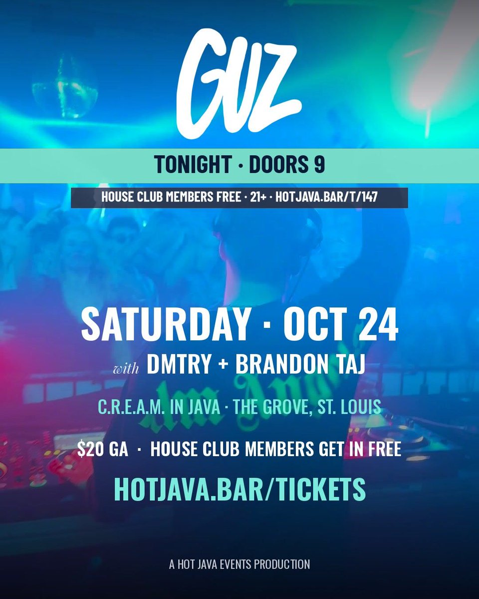 HotJavaBar's tweet photo. Tonight: GUZ (@GuzGrooves) at C.R.E.A.M. in JAVA, The Grove. Sebastian Farfan 9–10, DMTRY 10–11, Brandon Taj 11–12, GUZ 12–close. 21+. $20 / 2 for $20. https://t.co/rnUAVSnRz1 https://t.co/5oOPVFOM6f