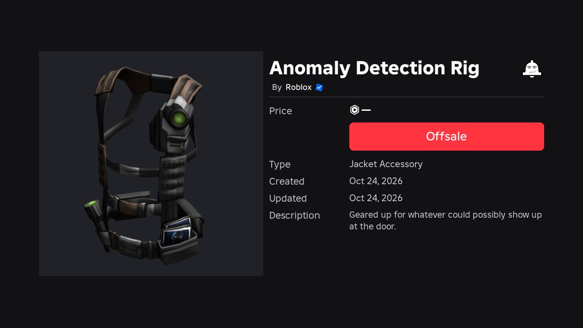 MrNotifier's tweet photo. ✨ New Item - Anomaly Detection Rig

🆔 118189638405576
💵 Price: Offsale
https://t.co/NEmfLmeOVS https://t.co/68cTkKmzP0