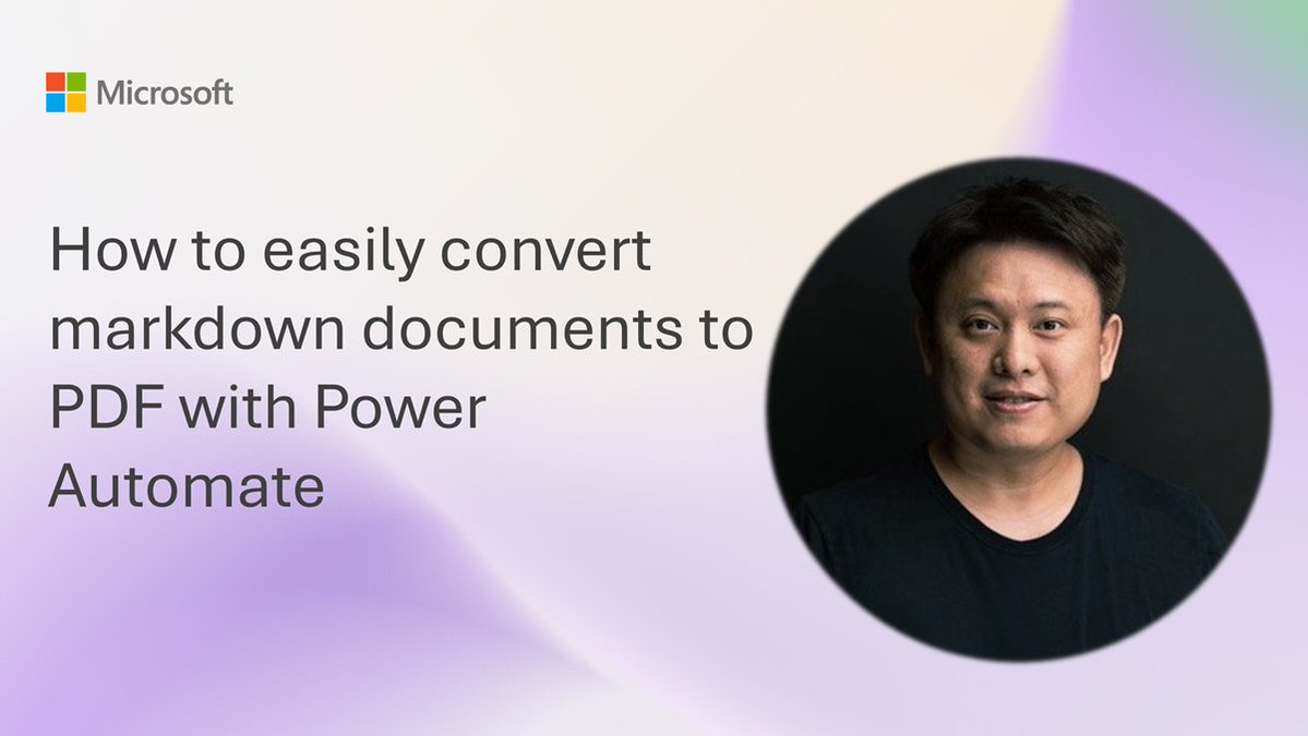 Microsoft365Dev's tweet photo. 💡 Markdown to PDF is possible with Power Automate, with a few caveats!

@johnnliu shows how #PowerAutomate can create markdown, convert it with OneDrive, save the PDF to #SharePoint, and test what renders well.

📺 Watch now → https://t.co/mCgesmBmIB https://t.co/xzoePV2Smk