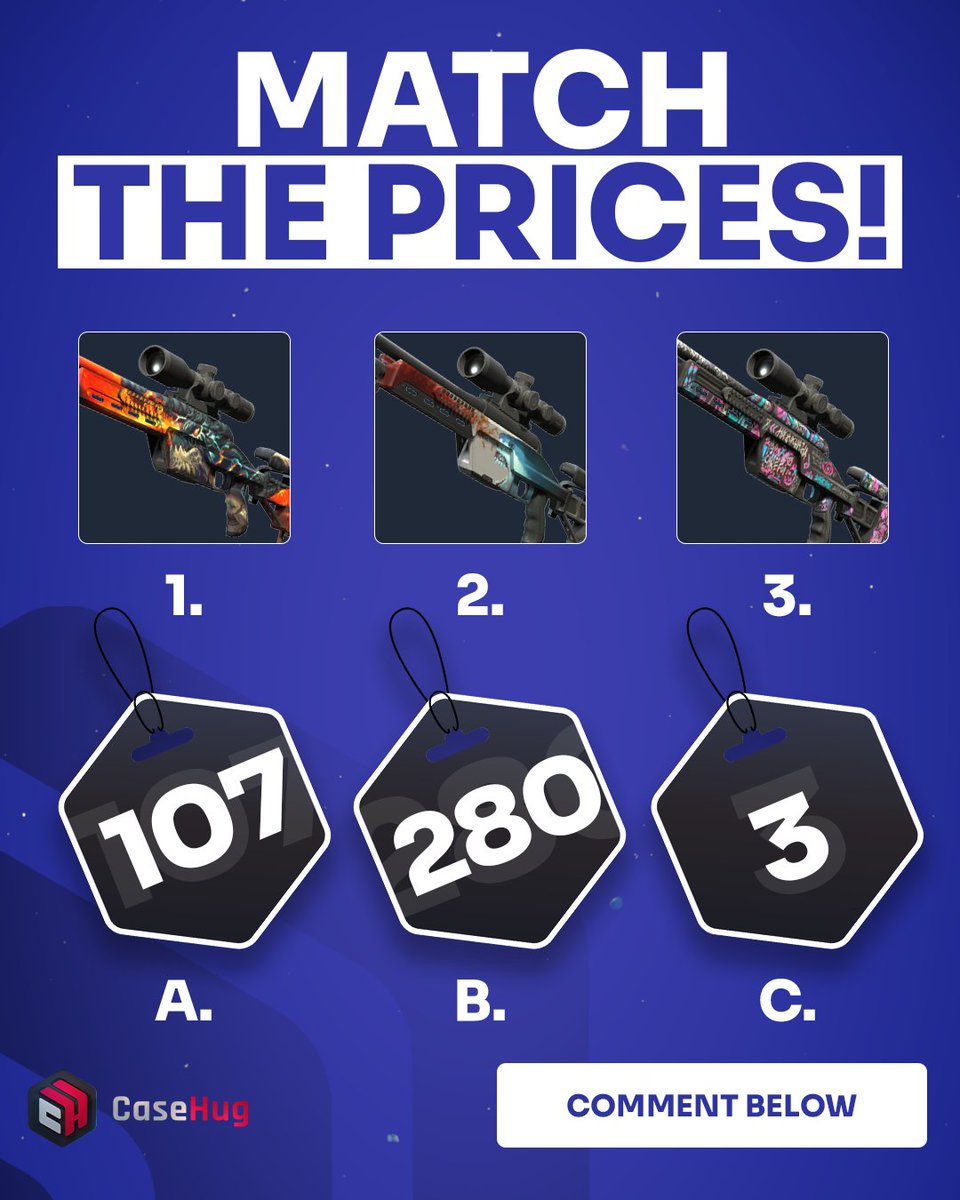 casehugcom's tweet photo. Can you match all the prices correctly? Leave a comment and let's see! 👀

➖➖➖
Use code💥 GIFT💥 for +20% on top-up &amp; $1 Welcome Bonus 👉 https://t.co/3IThK6nYun https://t.co/ZRbenDViv1