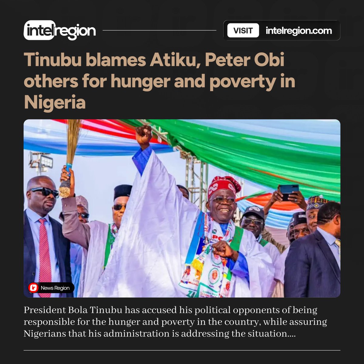 IntelRegion's tweet photo. 'We are trying to eradicate it': Tinubu accuses Atiku, Peter Obi of creating hunger and poverty in Nigeria (Video) https://t.co/BgoJppa8TZ