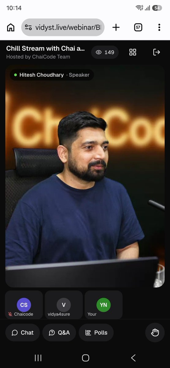 bal0chcoder's tweet photo. Just wrapped up the Chill Stream with Chai aur Vidyst, 1h 46m of pure chill and I still learned a ton! ☕🔥
Thanks for the great session @Hiteshdotcom @piyushgarg_dev @ChaiCodeHQ @nirudhuuu @yntpdotme @vidystdotcom 🙌 https://t.co/aEvENRdWMQ
