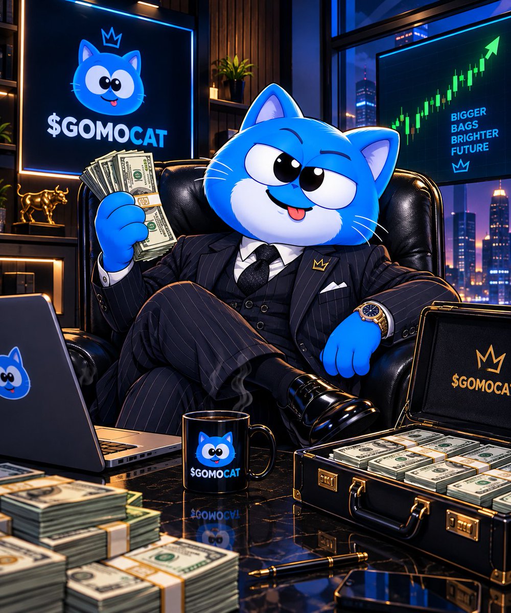 Clinton1skd's tweet photo. @gomocat_ 
@BigSultan0 
@gomo_family 
From the king’s throne to smashing the BUY button, this cat knows the mission 💰📈 $GOMOCAT is all about big vision, bullish energy, and building a community that stands together. 🔥
This is my SECOND meme contest entry, and I’m bringing more creativity for the $GOMOCAT movement 🐱💙
Now, Gomocat fam, let’s hear from you! 👇 🔥 Like, repost, and drop your thoughts in the comments. 👑 Show some love if you believe in the vision!
Let’s make some noise and show everyone the power of the $GOMOCAT community 🚀💙
$GOMOCAT #GOMOCAT #MemeContest #Solana #Memecoin