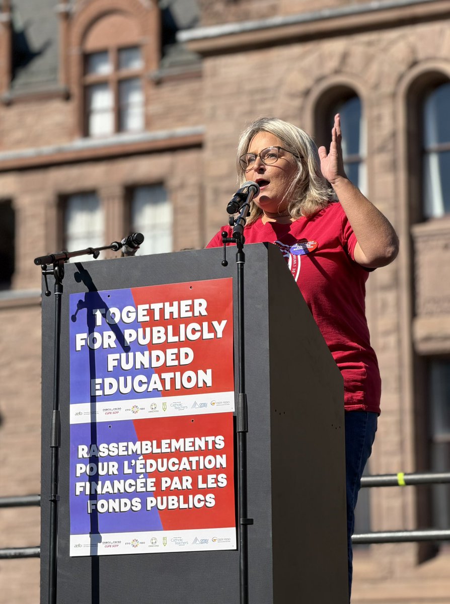 osstf's tweet photo. We’re kicking things off at Queen’s Park ✊🏼

Education workers, students, families, and labour allies are coming together with one message: Ontario’s public schools deserve better!

We’re here to demand properly funded schools, the supports students need, and respect for the people who make public education possible.

This fight is bigger than any one union or any one bargaining table. It’s about protecting the future of public education.

#OntEd #OntEdUnited #OSSTF