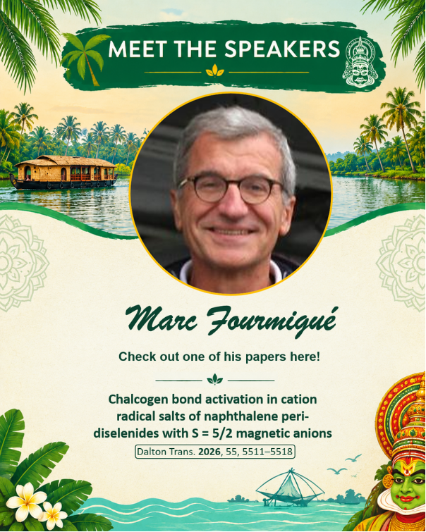 ICCOSS27's tweet photo. Meet Marc Fourmigué, speaker at ICCOSS27! His research involves crystal engineering, molecular organization and supramolecular chemistry.
📍ICCOSS27 | June 20–25, 2027 | Kerala, India
🔗https://t.co/7ruMioPjkW https://t.co/RjxVlUSBBP