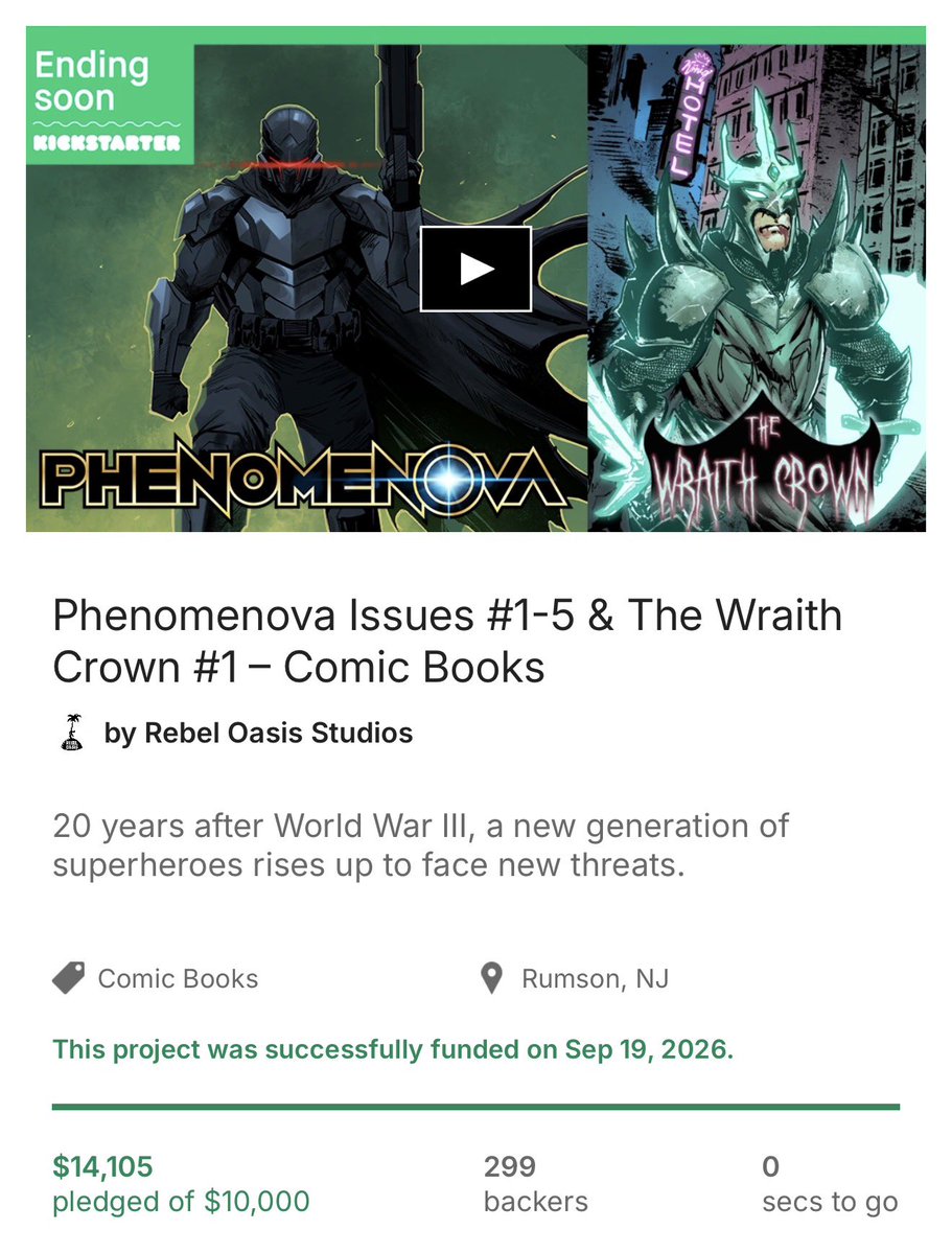 VaughnMColeman's tweet photo. 1 backer away from 300!

I have the best fans.

https://t.co/s5IVWFjguP https://t.co/b8q53RJy72