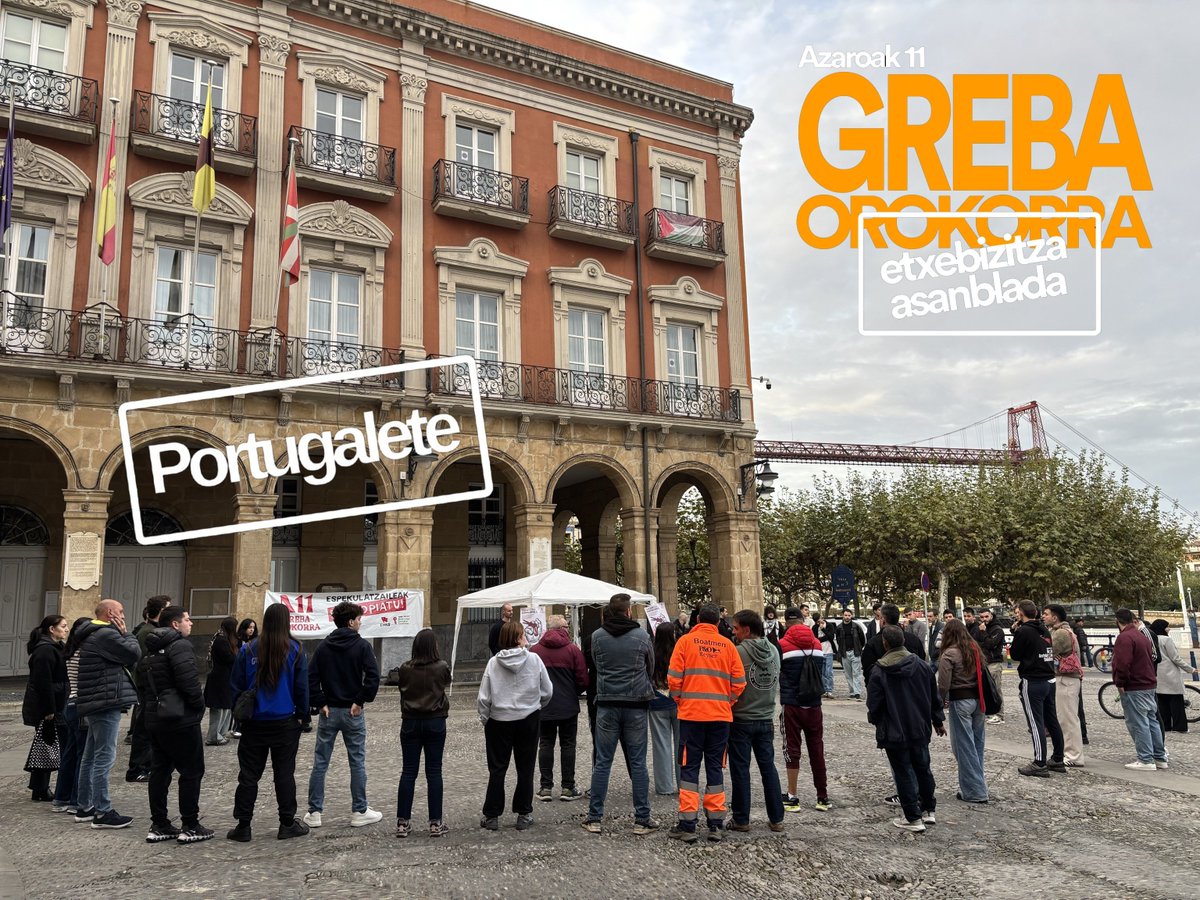 Kontseilua_Ezk's tweet photo. 🔵A11
Greba orokorraren harira, etxebizitza asanbladak deitu ditugu Barakaldon eta Portugaleten, grebaren zentzuaz eta hurrengo pausuen inguruan. Mila esker orain arte gerturatu zareten guztioi! 

Hurrengo astean beste asanblada bat deitu dugu Santurtzin, animatu eta hurbildu! https://t.co/ovLjKKdtcg