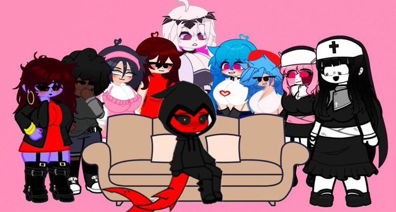 MinusFishy's tweet photo. Fishy and The Fnf girls 
(Credit to @Bereft_1221) https://t.co/zyyKVXsBjV