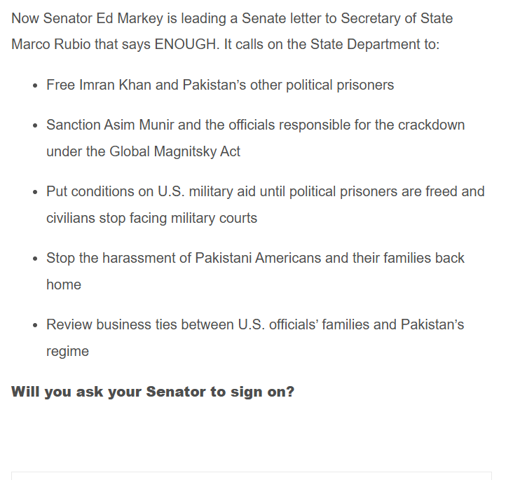 justfp's tweet photo. 🆕 Historic US Senate letter on Pakistan's human rights crisis

ONE-CLICK — ASK YOUR SENATOR TO SIGN:
https://t.co/pOrlDbOlAw
https://t.co/pOrlDbOlAw
https://t.co/pOrlDbOlAw

The letter demands:
-freedom for Imran Khan
-sanctions on Asim Munir
-no military aid without democracy https://t.co/fxx6VdTB1X