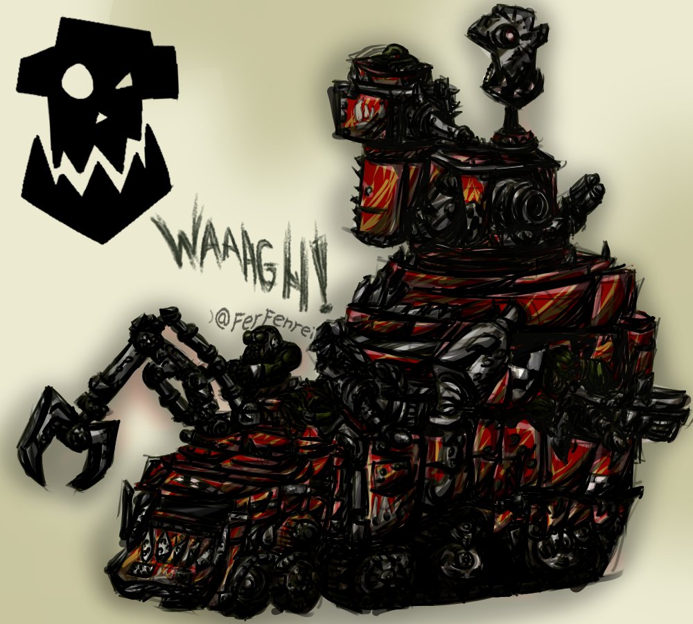 FerFenrei's tweet photo. Day 24!!  

Battle Wagon!!   
#Orktober #Waaagh #warhammer40k https://t.co/It9od9dlfz