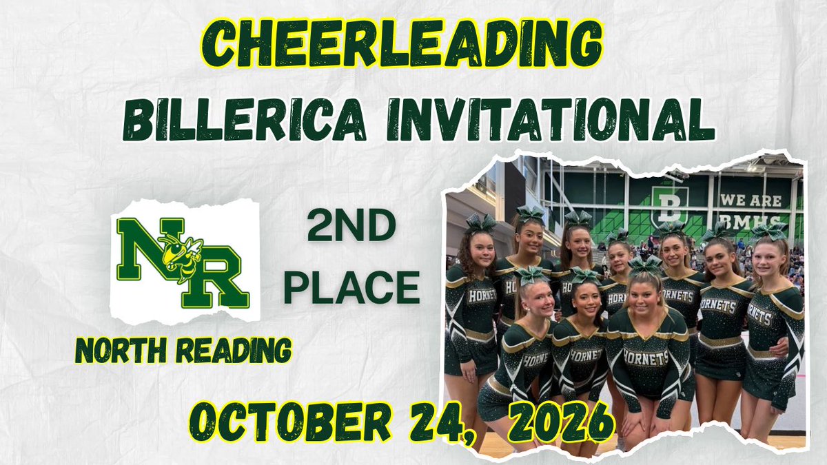 NRHSHornets's tweet photo. Congrats Cheer on a strong second place finish!  @nrtranscript https://t.co/8YSDCjUA6l