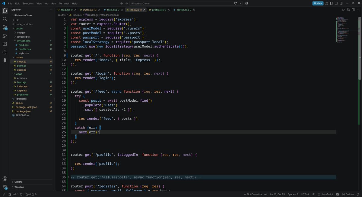 anmolbhagat_dev's tweet photo. Day 67/100 π
Making progress on my Pinterest clone! π»
β Worked on the Pinterest-style home feed
β Explored feed functionality from the backend
β Learned how backend logic powers a dynamic feed
#100DaysOfCode #NodeJS #ExpressJS #MongoDB #WebDevelopment https://t.co/Q5c14M2apc