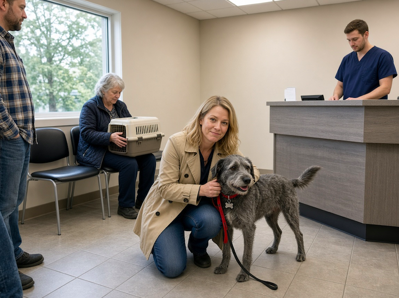 Hayato_ett's tweet photo. Last Thursday, a woman in my vet’s waiting room told the receptionist I had stolen her dog.

Moose is a gray mutt I adopted from the county shelter two years ago.

She was sitting by the window with an older woman holding a cat carrier.

When we walked in, Moose pulled the leash out of my hand and ran straight to her.

She knelt down and called him Duke. He licked her face.

Then she took a red collar out of her purse and buckled it around his neck.

The tag said DUKE.

I said Moose was microchipped and registered to me.

She smiled at the receptionist.

“Then scan him. He was taken out of my yard.”

The receptionist looked at me.

I picked up the leash and handed it to him.

The older woman with the cat carrier didn’t look up.

She just said, “Not again.”