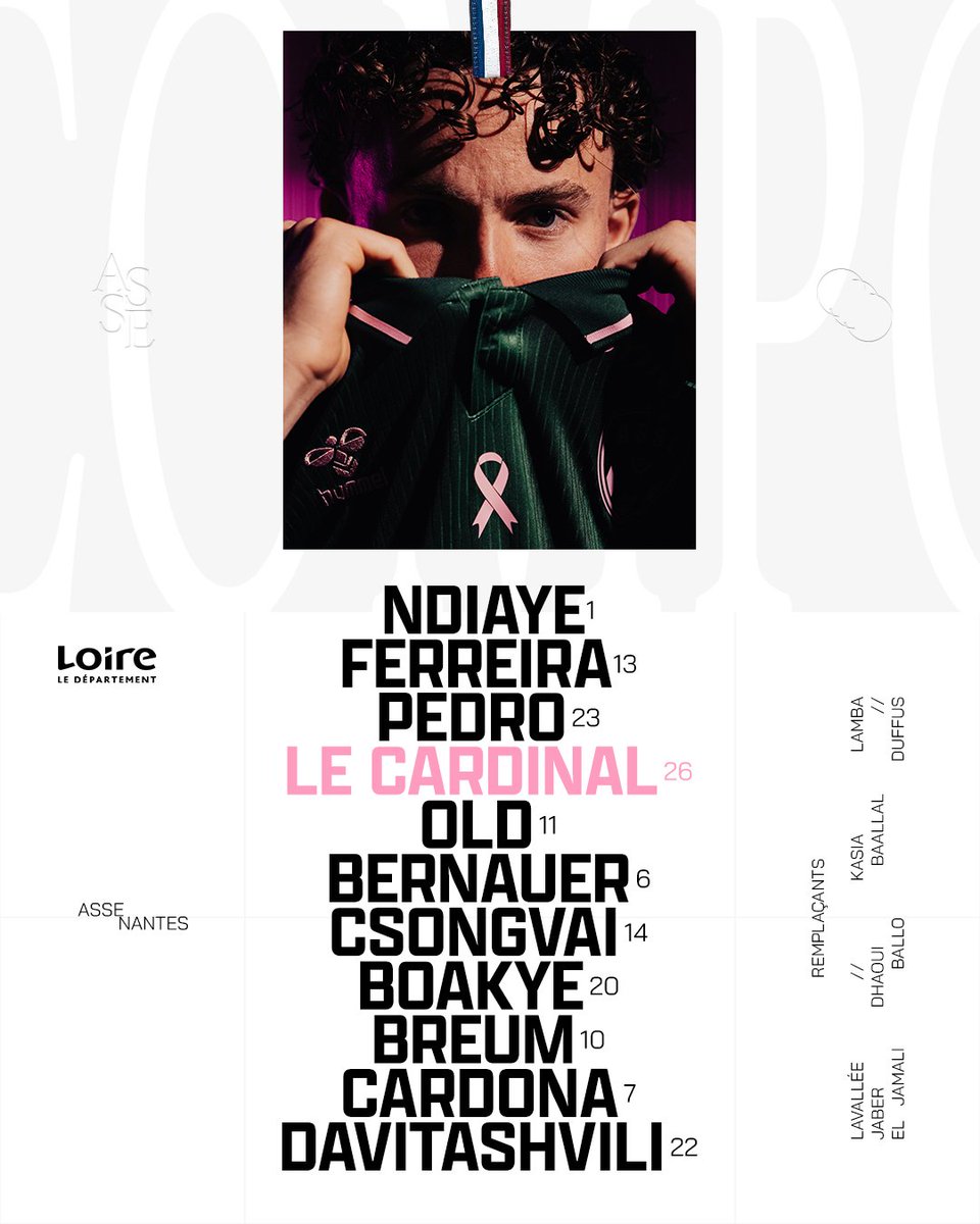 ASSEofficiel's tweet photo. 👊 Le XI stéphanois pour ce gros #ASSEFCN ! 💚

João Ferreira et Zuriko Davitashvili sont titulaires, Sohaib Naïr, malade, est contraint de rester en tribunes ! 👥