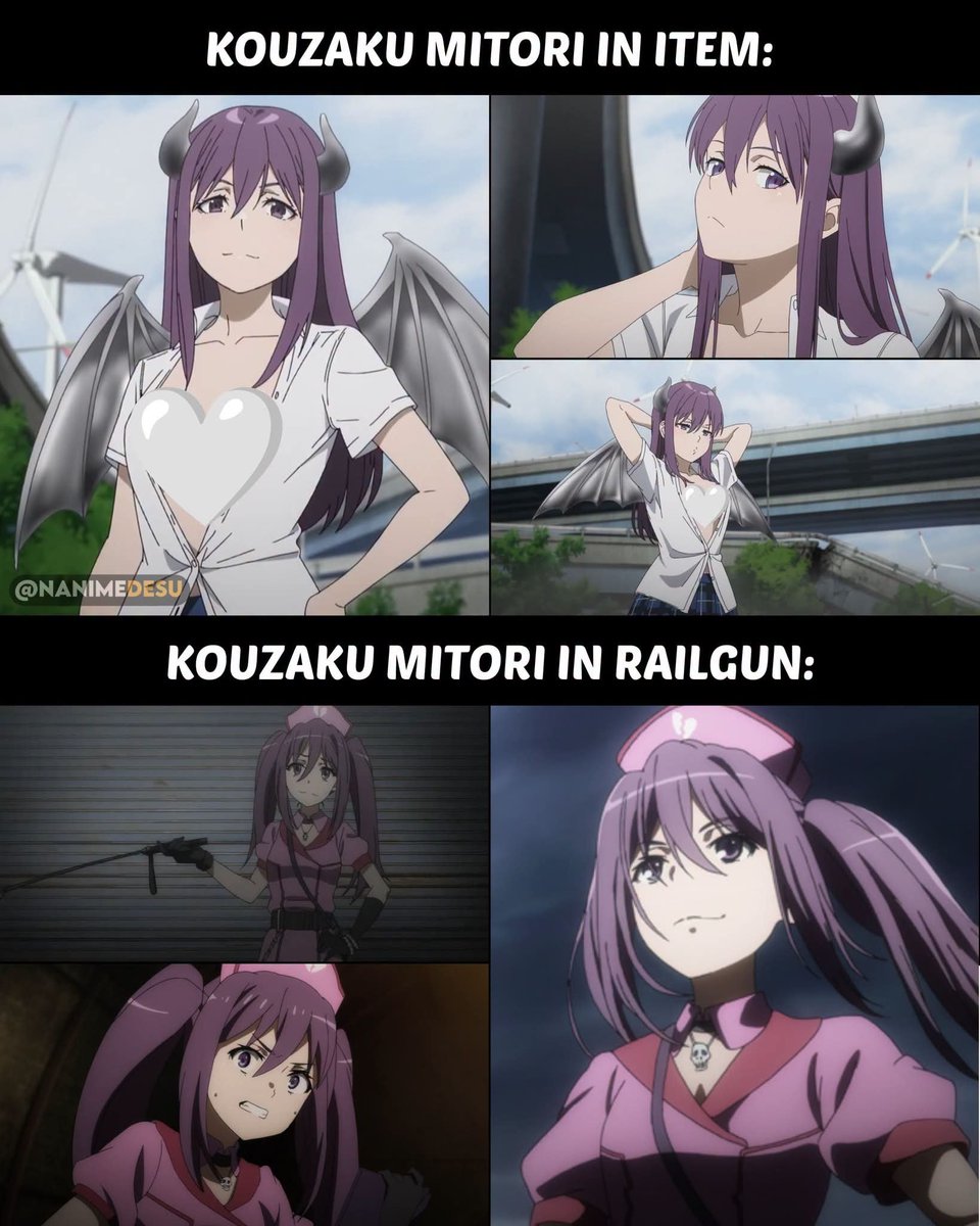 OneWhoPurifies's tweet photo. Kouzaku Mitori previously appeared in Railgun, now she returns in Item, and her look is more yabai 😳

Kouzaku Mitori made a surprise comeback in Toaru Anbu no Item Episode 3, which aired this past Friday, October 23, 2026. This is her first anime appearance since A Certain Scientific Railgun T back in 2020, so it's been six whole years. Since Item is a prequel set about a year before the main timeline, we get to see her before the Daihaseisai Arc incident with Kihara Gensei. Fans are also pointing out that her look here is far bolder than the nurse outfit she wore in Railgun T. The episode even shows off her liquid metal manipulation, Liquid Shadow, and her return helps tie Academy City's dark side together nicely. 🔥

Anime: Toaru Anbu no Item / A Certain Dark Item, Railgun T