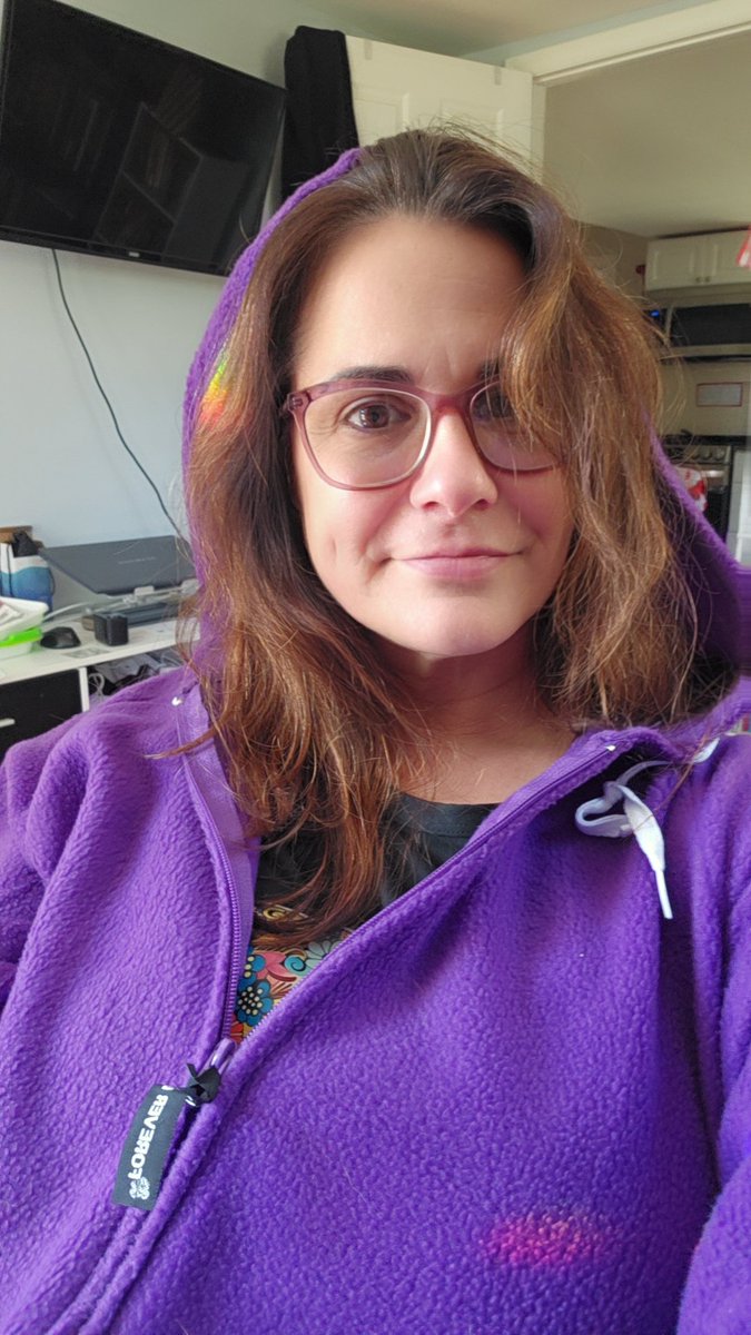 MouseyInRed's tweet photo. They don't mind the purple onesie! It's giving Tinky Winky vibes. 💜
Time to put my face on for a party. 😒 I prefer to stay home though. https://t.co/fhuDzUTXhw