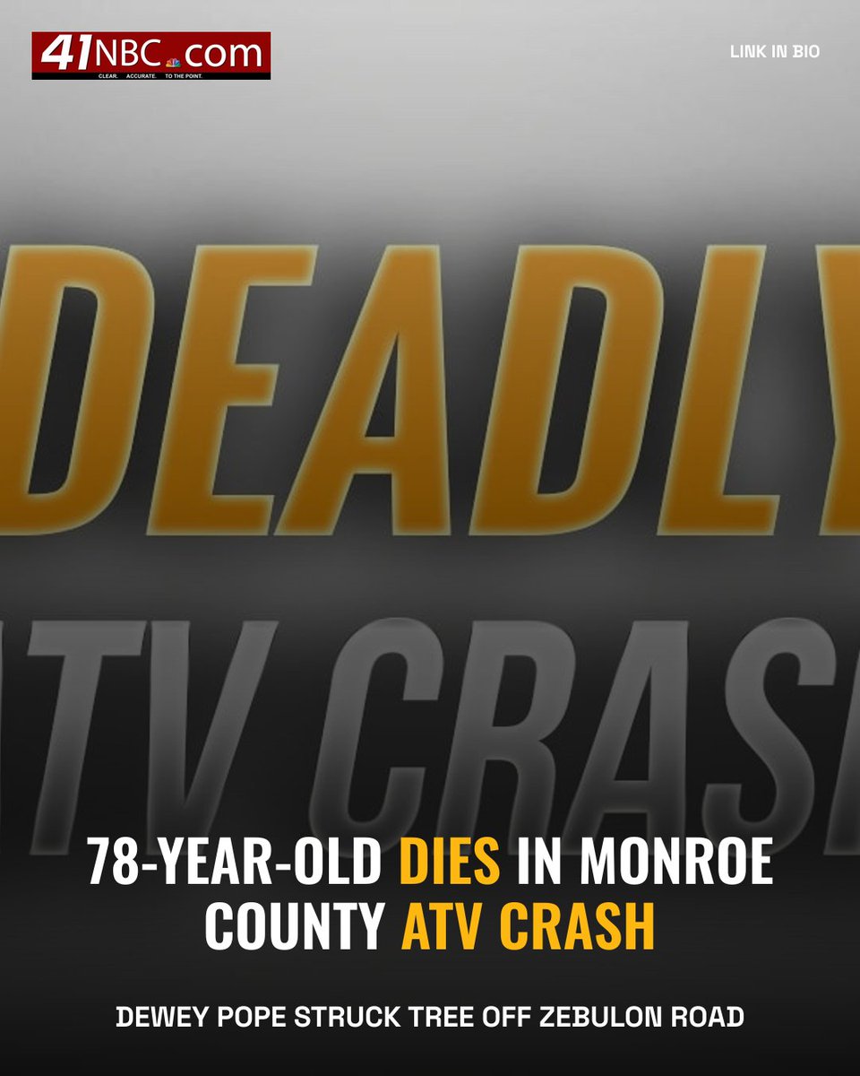 41NBC's tweet photo. 78-year-old man dies in Monroe County ATV crash https://t.co/t2WVm2HeRD