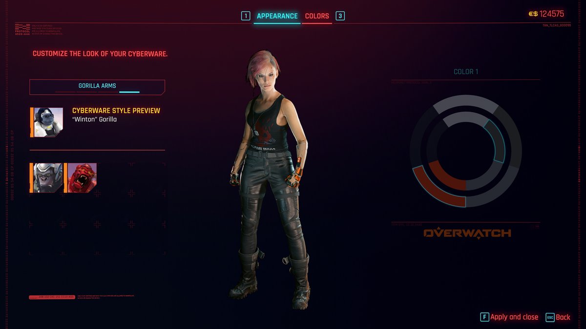 DXFromYT's tweet photo. I'm so happy Cyberpunk 2077 added customization for gorilla arms in Patch 2.5. But I was kind of hoping they'd add another kind of gorilla...? Smart enough to be a netrunner, and maybe he even met Lucy on the moon. A tesla cannon and shield dome would be cool perks! https://t.co/hXPyOgC0j5