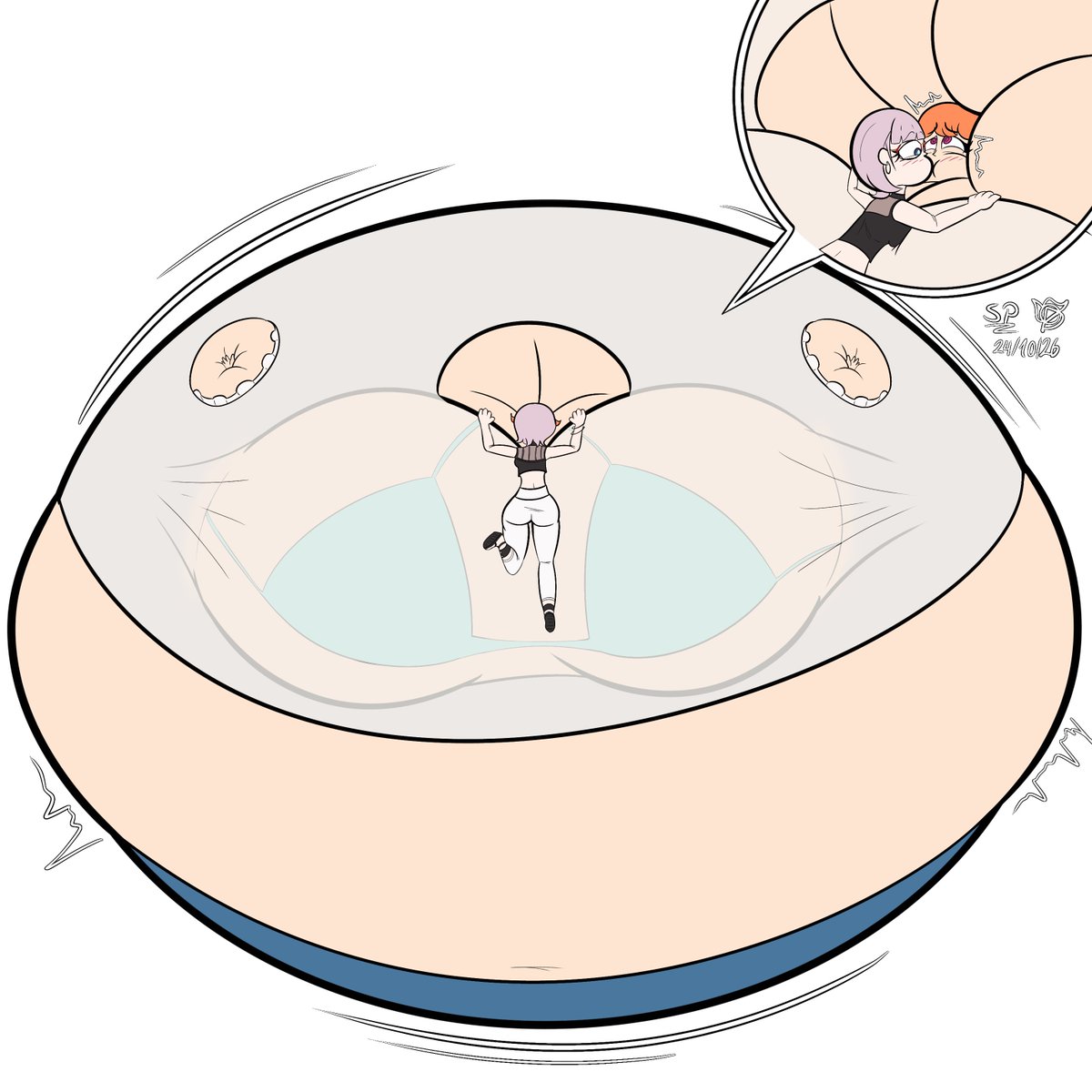 PeonySpiffy's tweet photo. Commission for Anon of Reine and Kiara having a hot steamy puffy time~ https://t.co/fAR49GEWyf