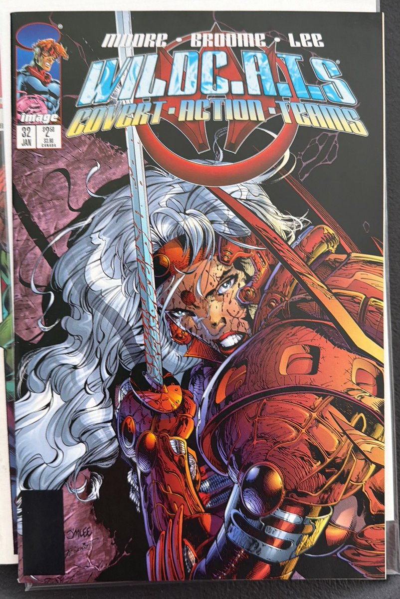 rholmes0520's tweet photo. A traitor is discovered in WildCATS #32! Bonus points if you member who it is (no googling). By Alan Moore, @Mbroome1 Pat Lee, @JimLee Scott, Bennett, Gorder, Fouts, Chiodo, and Jimenez… #Wildstorm #WildCATS #comics https://t.co/tRW1mOFujs