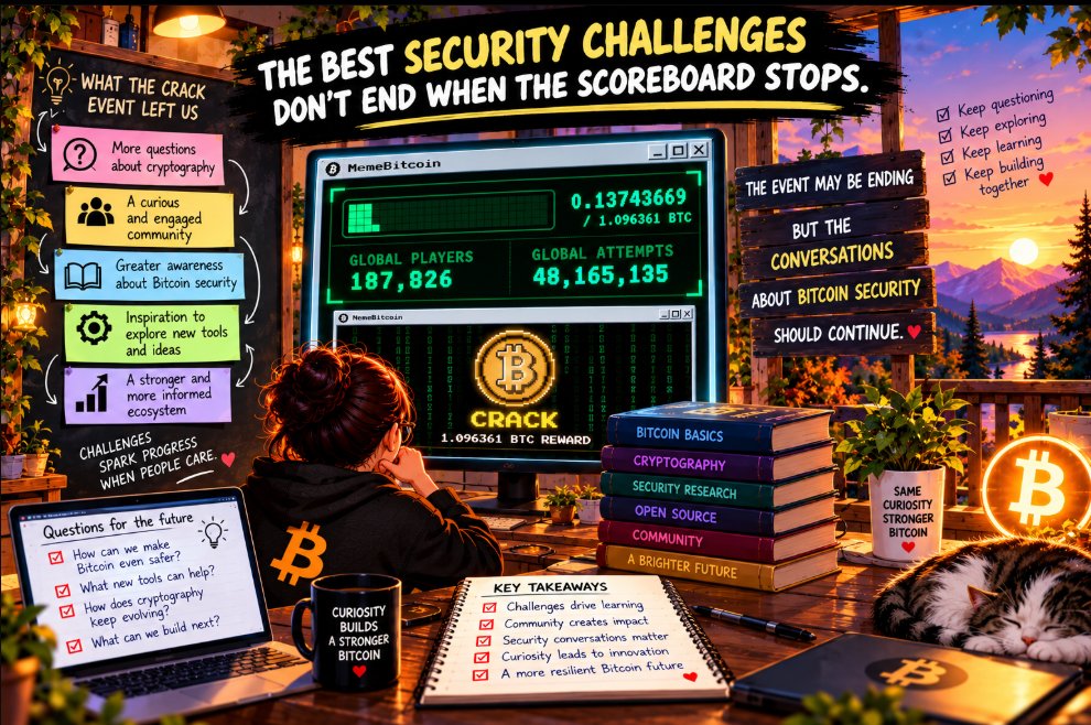 defitaitan's tweet photo. The best security challenges don’t end when the scoreboard stops They leave people asking better questions, exploring cryptography and thinking critically about Bitcoin’s future Curiosity drives progress and an informed community is one of the ecosystem’s greatest @1096361BTC https://t.co/3IraNubJEy