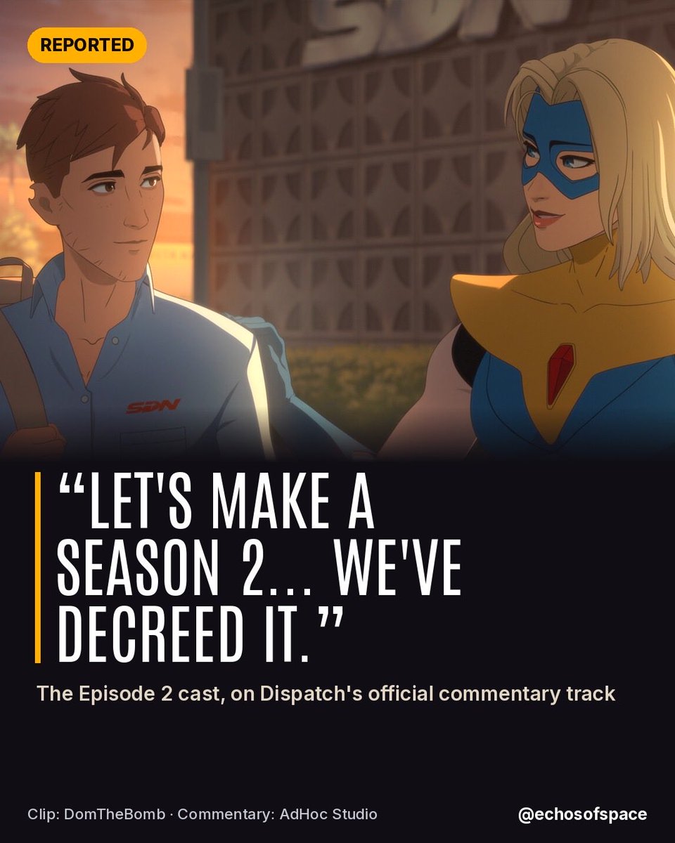 echosofspace's tweet photo. Dispatch's cast want a Season 2, per a DomTheBomb clip of the game's official commentary (Reported). AdHoc hasn't announced one.

The commentary came free for Deluxe owners in the Oct 22 anniversary update (Official). On Episode 2: "Let's make a Season 2... we've decreed it." https://t.co/i4VjOg2pAc