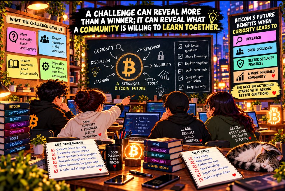 shital_ragade's tweet photo. A challenge can reveal more than a winner; it can reveal what a community is willing to learn together Bitcoin’s future benefits when curiosity leads to research, open discussion and better security practices. The next breakthrough starts with asking better questions @1096361BTC https://t.co/t4tQ5ExwHv