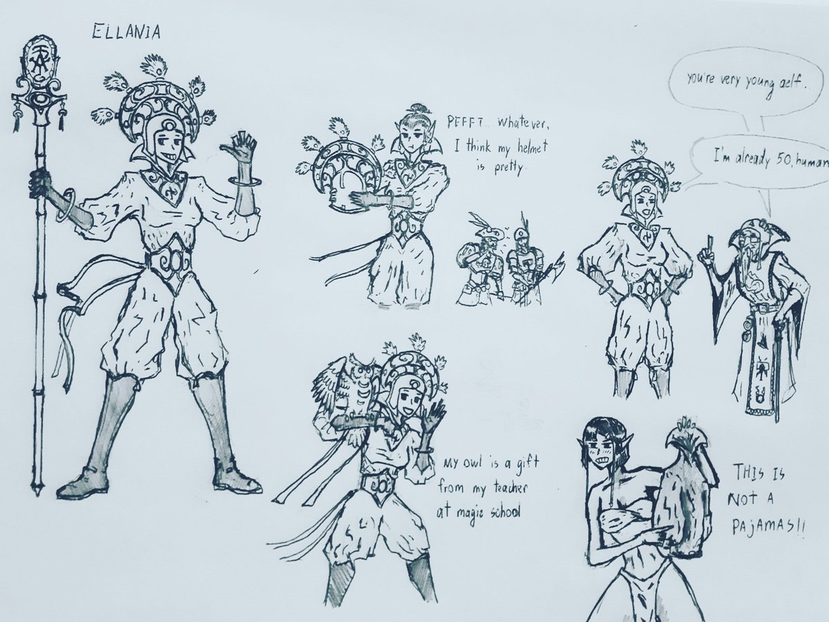 Lizardbrainiak's tweet photo. Sketches of Ellania and Ellathor from 2021 https://t.co/BwozDYJHbF
