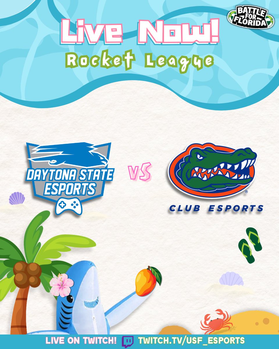USF_Esports's tweet photo. It’s Rocket League time!!! 🚗🚙

Tune in to see the Falcons go against the Gators now in Battle for Florida. 

#BattleforFlorida #BFF https://t.co/9y91FJveHr