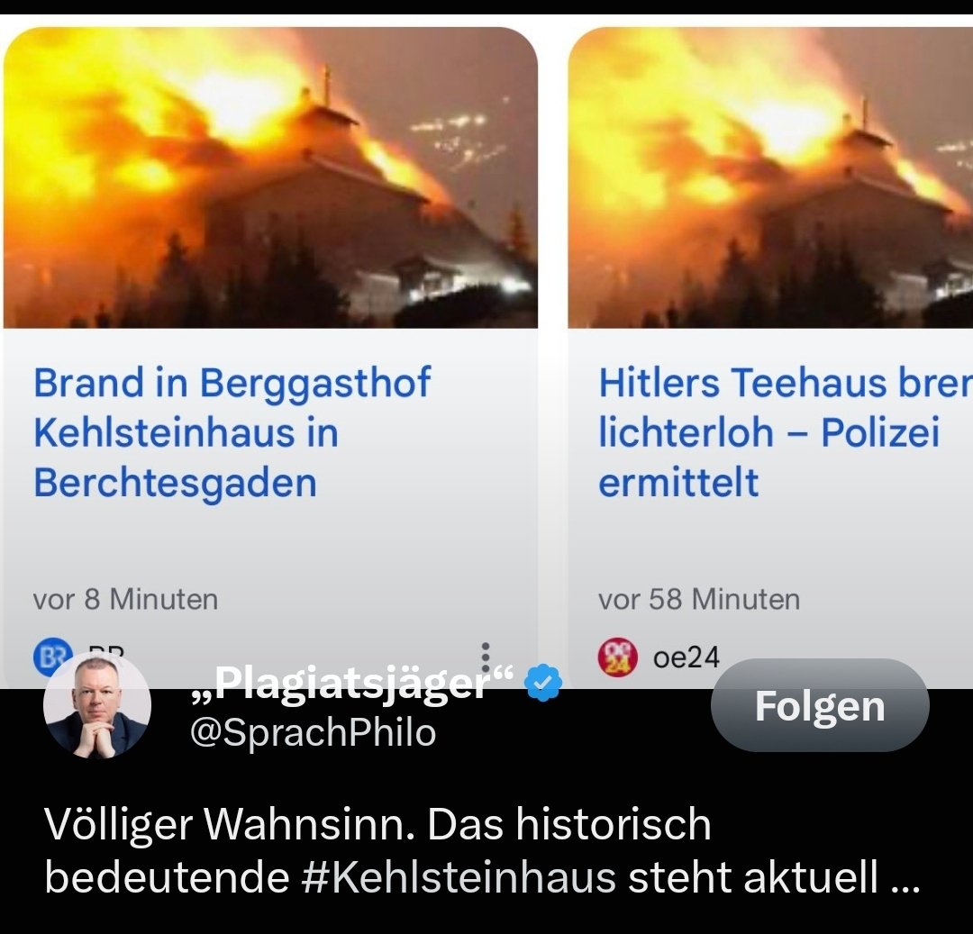 Hippy15405085's tweet photo. Kann mir das mal ein #AfDer erklären? Hitler war ja, nach eurer Geschichte, ein Linker. Da zündet jemand das Teehaus des linken Diktators an und ihr nässt euch ein? Ich bin verwirrt. 🤪 https://t.co/ZyfTJeBgO9