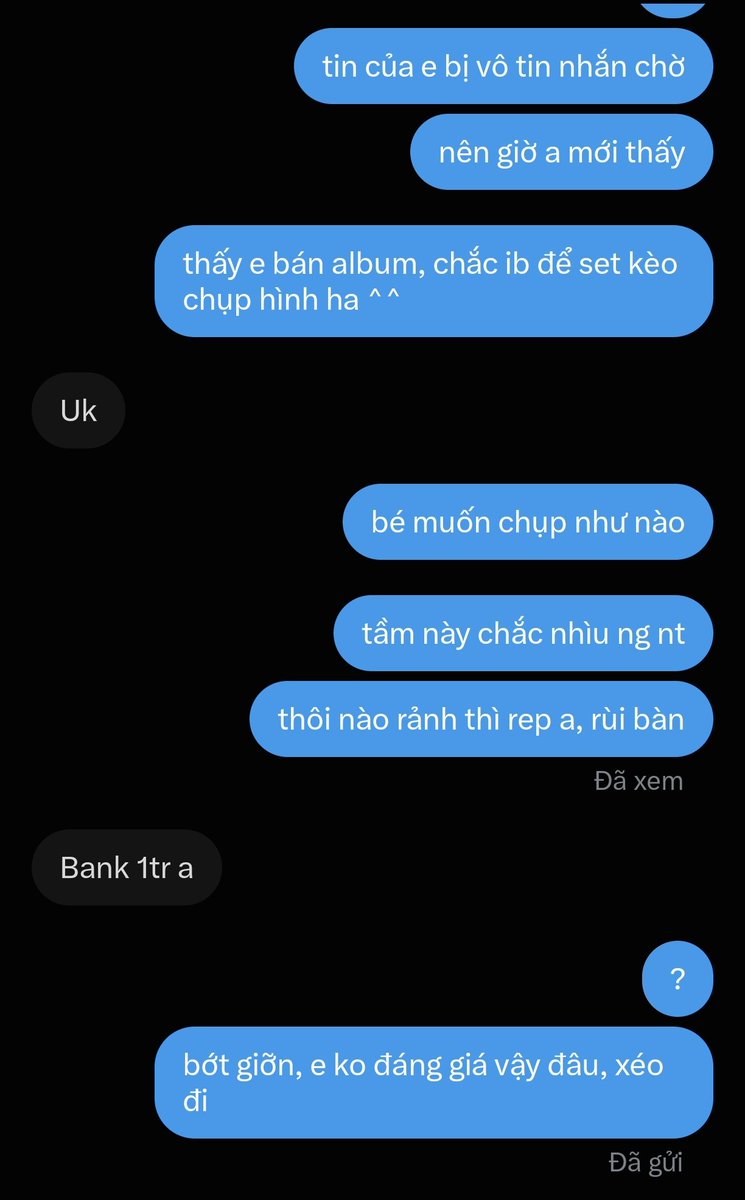 BOSSxSLAVE's tweet photo. Nhiều đứa bị ngáo hay gì :)) 
Ở đó đòi lấy tiền của tao, tao làm chụp hình thì chỉ có ng ta trả tiền cho tao chứ ở đó xộn lào 🤨 https://t.co/jo0TbXEWy0