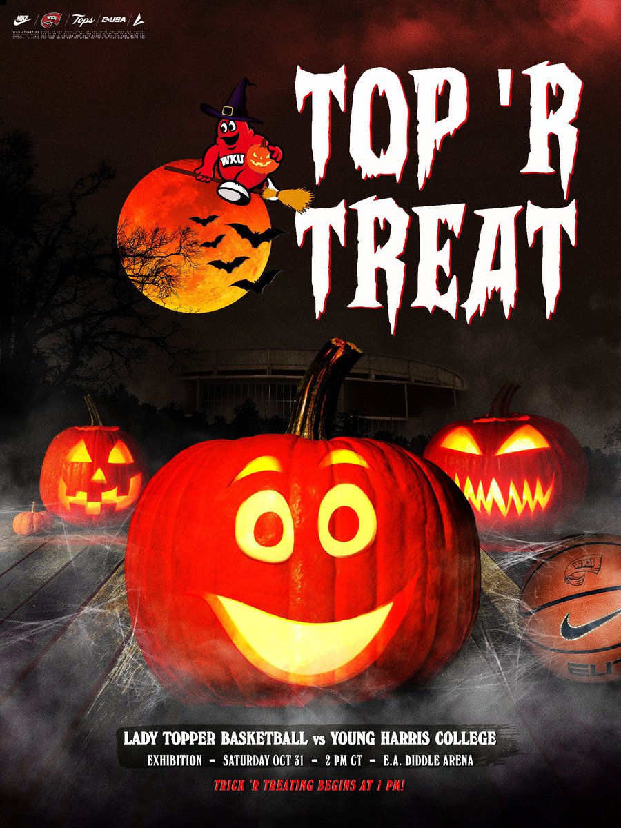 LadyTopperHoops's tweet photo. 🚨 1 WEEK! 🚨

We are just 1 week away from Top’r Treat in Diddle Arena! 

🗓️ Saturday, Oct. 31
🍬 Trick-or-treating at 1 PM
⏰ Game time at 2 PM
🎟️ Free admission! https://t.co/uXMQXFkFsk