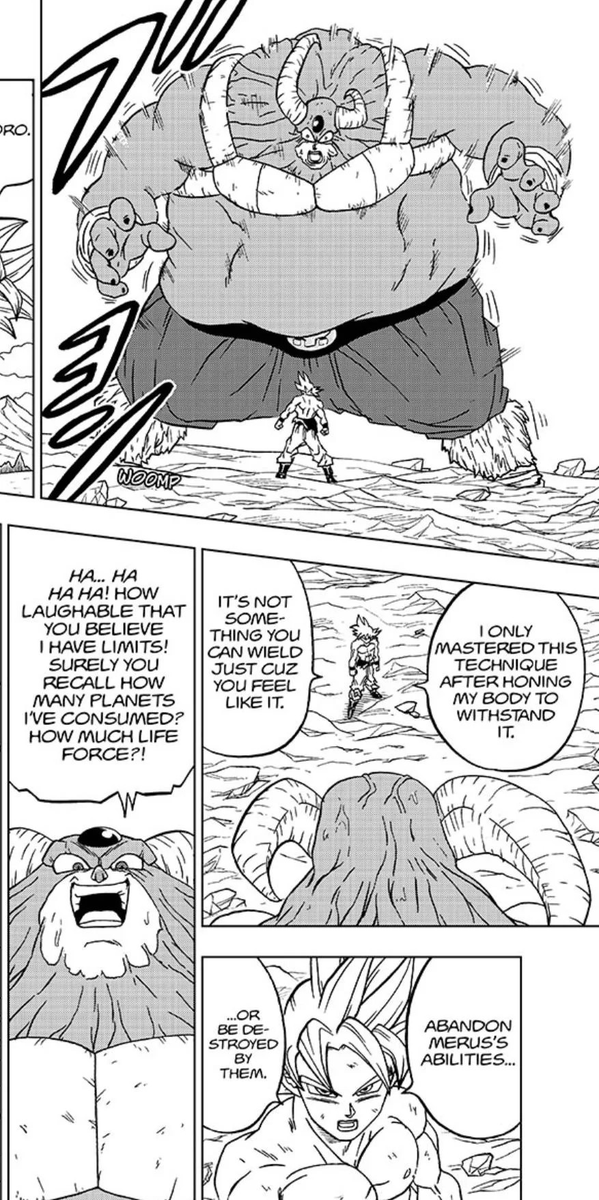 Bookworm5768's tweet photo. Roshi doesn't use UI (the divine technique)

He uses similar foundational principles to briefly predict Jiren's movements and evade without thinking about it

Goku outright states that you cant just use UI cuz you feel like it, otherwise the technique itself will destroy you https://t.co/Z2kKwzYZxm
