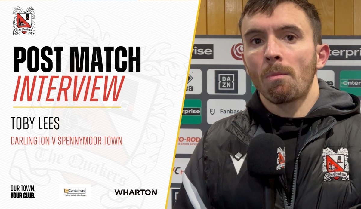 Official_Darlo's tweet photo. 🎙️ 𝗣𝗢𝗦𝗧-𝗠𝗔𝗧𝗖𝗛 𝗜𝗡𝗧𝗘𝗥𝗩𝗜𝗘𝗪

Last of the interviews as we spoke with Toby Lees. ⚽

🔗 https://t.co/XkeSJA0RrN

#WeAreDarlo #OurTownYourClub https://t.co/vD12ypEMq2