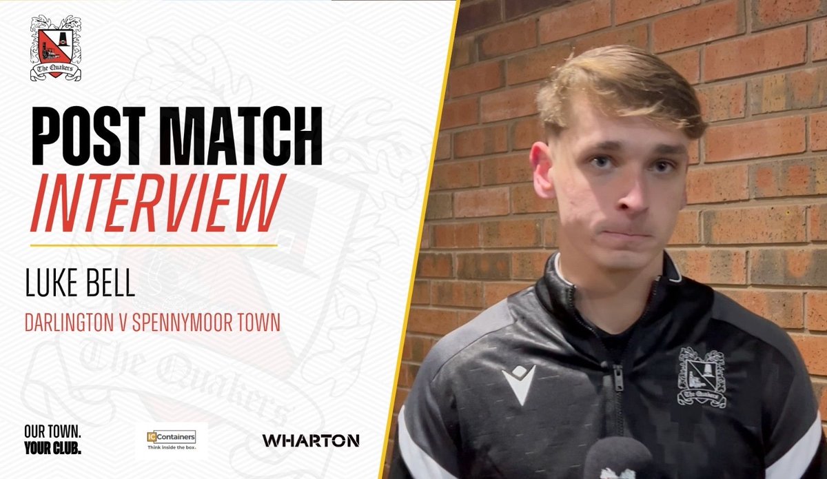 Official_Darlo's tweet photo. 🎙️ 𝗣𝗢𝗦𝗧-𝗠𝗔𝗧𝗖𝗛 𝗜𝗡𝗧𝗘𝗥𝗩𝗜𝗘𝗪

Hear from Luke Bell following today’s victory over Spennymoor Town!⚽

🔗https://t.co/SfgOZQ7KDN

#WeAreDarlo #OurTownYourClub https://t.co/9YmNLU8D8S