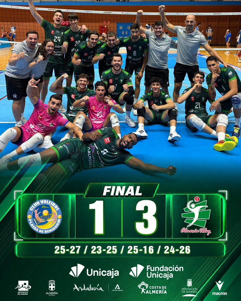 cvalmeria's tweet photo. 🏁 FINAL

1️⃣ @cvplayasdebenid 
3️⃣ Unicaja Costa de Almería

💚 #VamosVerdes https://t.co/C3fvj1IFKp