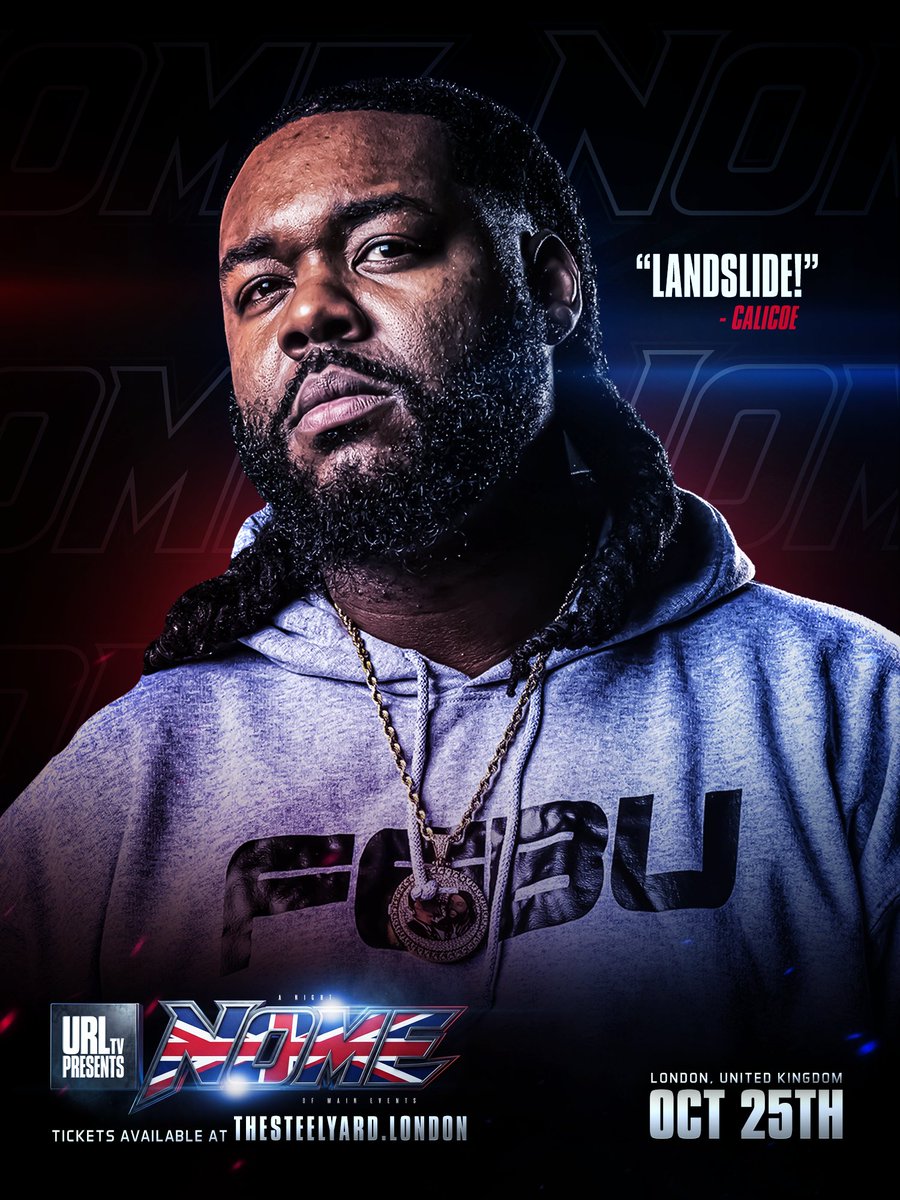 urltv's tweet photo. Will Calicoe show T-Top the real difference between metaphors and real rap?

URLTV presents NOME 16 - Sunday, October 25th in London, UK at the Steel Yard

Tickets on Sale Now at https://t.co/IXcPB8VWjM

Doors open at 3PM

#youcantcopyrespect https://t.co/BOsitc82xv