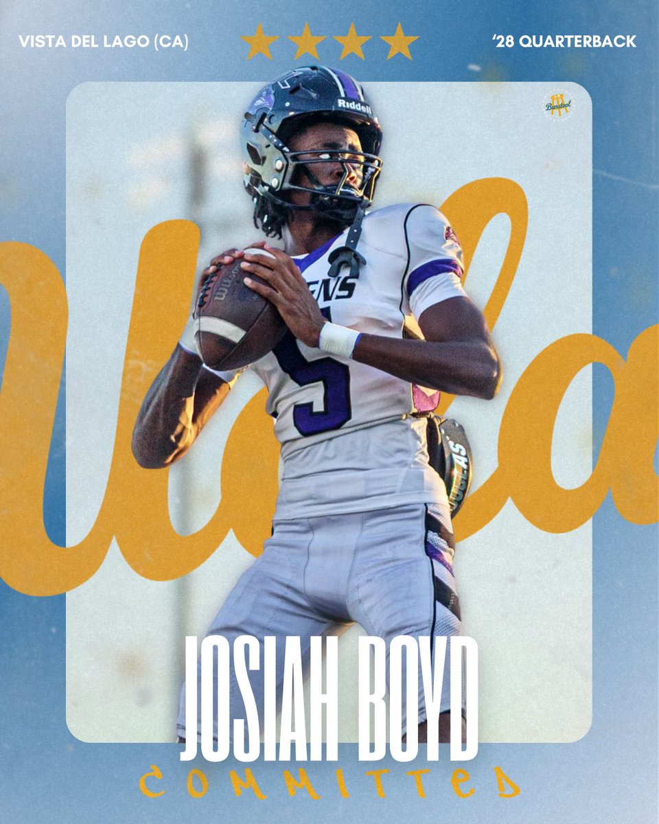 StoolWestwood's tweet photo. UCLA has landed a commitment from 2028 4⭐️ QB Josiah Boyd

Boyd is the No. 2 QB in the nation according to @Rivals #ChesneyTrain https://t.co/edaszzBRQd