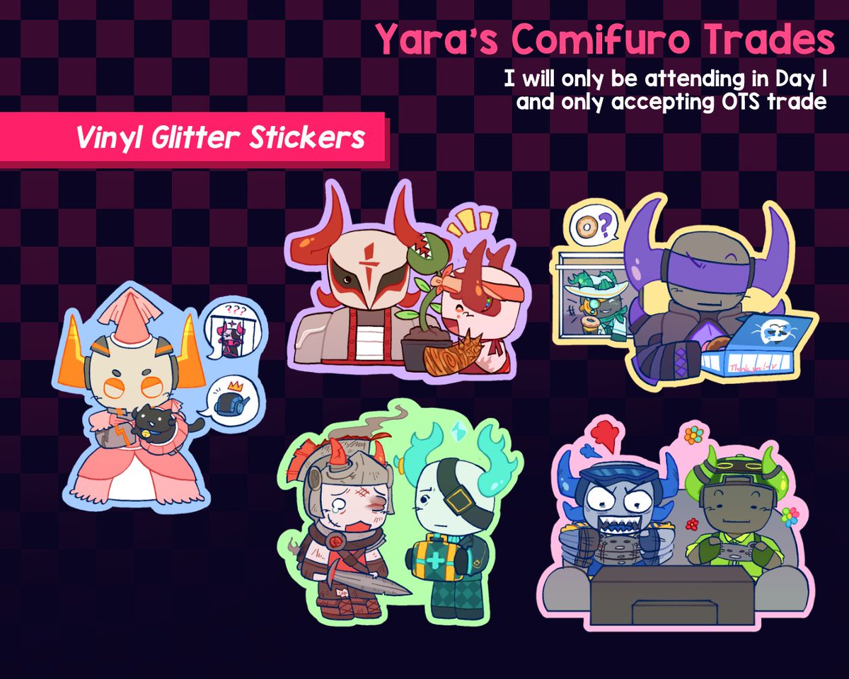 Yaaravu_'s tweet photo. Hi !! I plan to join the gathering with my friends ! Here is my trade. And if i have leftovers i'm probably just gonna give them away to any phighting cosplayers i see https://t.co/P4KS17wxPD