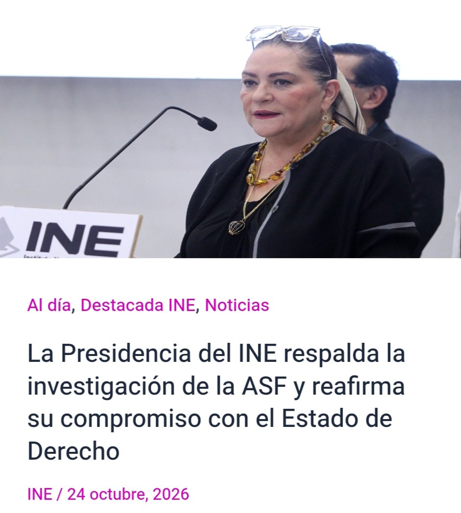 agustingc2012's tweet photo. No es Guadalupe Taddei la indicada para respaldar las investigaciones de la @ASF_Mexico, ya que ella es parte del órgano investigado. 
Sobre el @INEMexico y su presidencia, "no debe haber la menor sombra de corrupción", afirmó la presidenta @Claudiashein 🇲🇽 
Los consejeros se les paga muy bien, son parte de la burocracia dorada, no deben tener ningún vínculo con contratistas.  
Creo que está llegando la hora de que Taddei prepare la entrega/recepción.