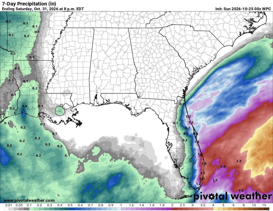 spann's tweet photo. DRY: Still no sign of rain across Alabama and the Deep South through the rest of October.

Next meaningful rain will likely come at some point in early November.... https://t.co/k2x4Vvsk64