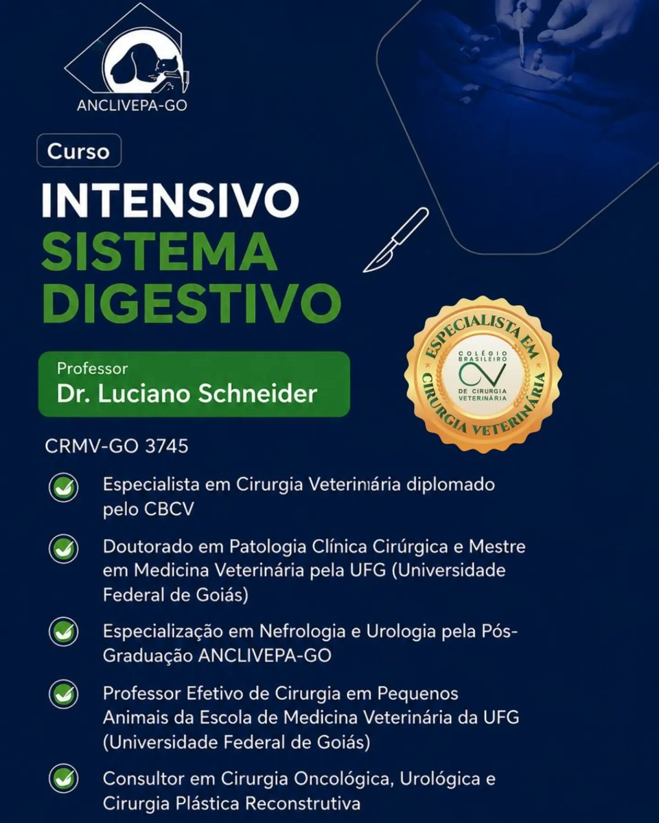 patelchrise09's tweet photo. Curso intensivo e 100% prático sobre o sistema digestivo em pequenos animais, com aulas teóricas, modelos e tecidos reais. 24 e 25/10/2026, em Goiânia. Inscrições antecipadas para a lista de transmissão. https://t.co/TCdPPG20jm