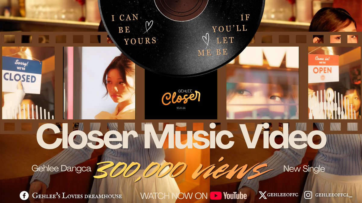 gehleeoffcl's tweet photo. 300,000 VIEWS AND COUNTING UNLOCKED FOR GEHLEE’S “CLOSER” MUSIC VIDEO!! 

Let’s continue streaming “Closer” on YouTube and every music platform. Thank you Lovies for your continued love and support for our princess! 

https://t.co/JOq8qawFA9

Let’s pursue further milestones together. We can accomplish this, Lovies!

CLOSER MV IS OUT
CLOSER MV IS OUT
CLOSER MV IS OUT

#GEHLEE  #GehleeCloser
#GehleeInPBB #GEHLEEDANGCA
